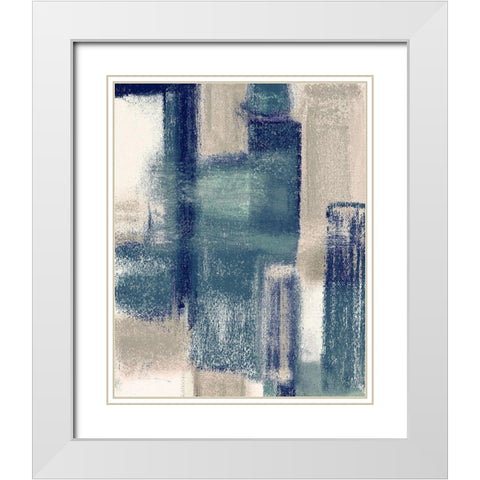 Blue Horizon II White Modern Wood Framed Art Print with Double Matting by Jill, Susan