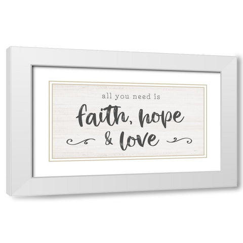 Faith-Hope-Love White Modern Wood Framed Art Print with Double Matting by Carpentieri, Natalie