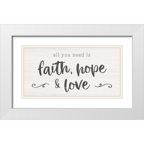 Faith-Hope-Love White Modern Wood Framed Art Print with Double Matting by Carpentieri, Natalie