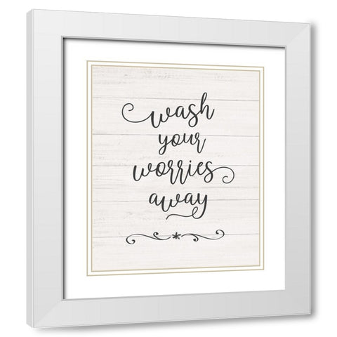Wash Worries White Modern Wood Framed Art Print with Double Matting by Carpentieri, Natalie