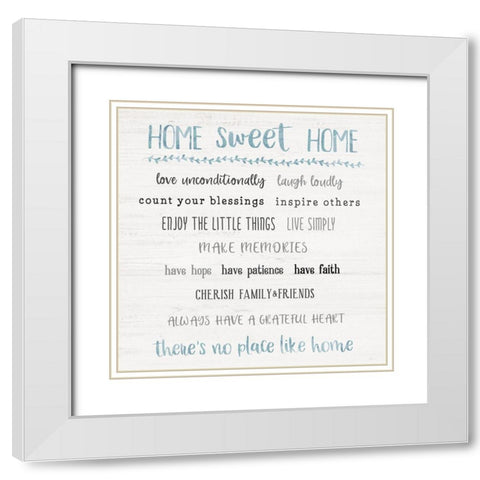 Home Sweet Home Rules White Modern Wood Framed Art Print with Double Matting by Carpentieri, Natalie