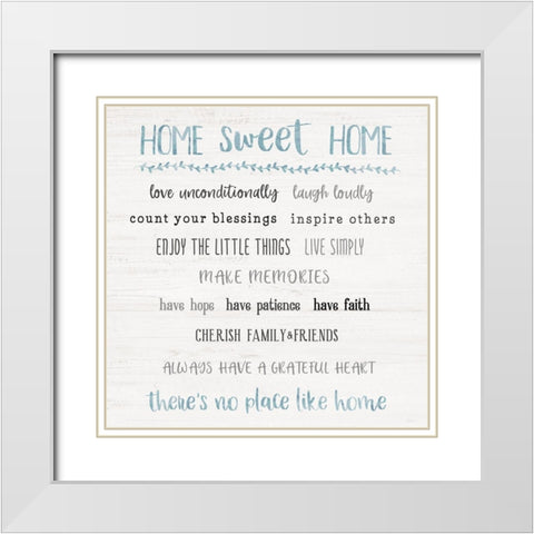 Home Sweet Home Rules White Modern Wood Framed Art Print with Double Matting by Carpentieri, Natalie