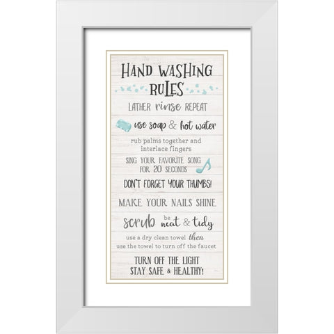 Hand Washing Rules White Modern Wood Framed Art Print with Double Matting by Carpentieri, Natalie