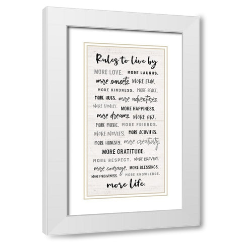 Rules to Live By White Modern Wood Framed Art Print with Double Matting by Carpentieri, Natalie