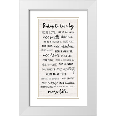 Rules to Live By White Modern Wood Framed Art Print with Double Matting by Carpentieri, Natalie