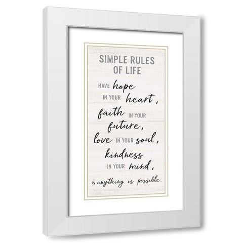 Simple Rules of Life White Modern Wood Framed Art Print with Double Matting by Carpentieri, Natalie