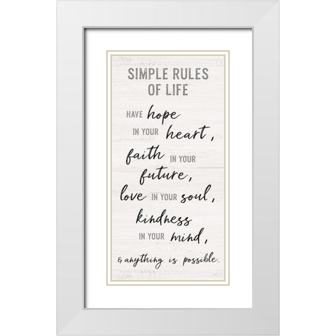 Simple Rules of Life White Modern Wood Framed Art Print with Double Matting by Carpentieri, Natalie