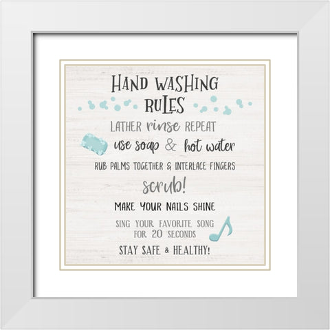 Lather Rinse Rules White Modern Wood Framed Art Print with Double Matting by Carpentieri, Natalie