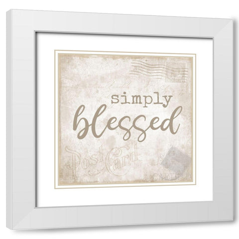 Designs - Postcard Blessed White Modern Wood Framed Art Print with Double Matting by CAD Designs