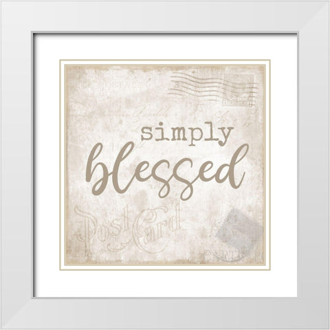 Designs - Postcard Blessed White Modern Wood Framed Art Print with Double Matting by CAD Designs