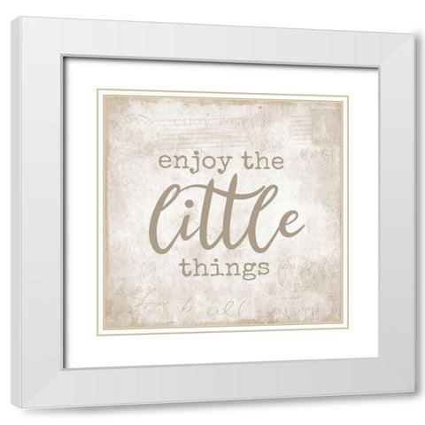 Postcard Little Things White Modern Wood Framed Art Print with Double Matting by CAD Designs