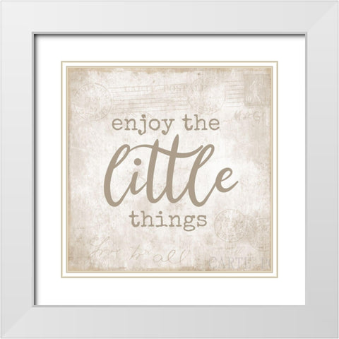 Postcard Little Things White Modern Wood Framed Art Print with Double Matting by CAD Designs