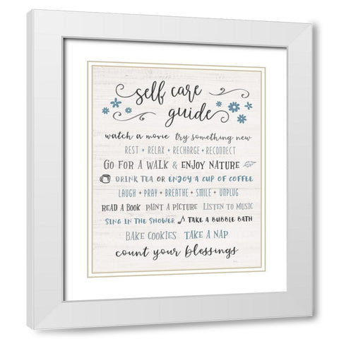 Guide to Self Care White Modern Wood Framed Art Print with Double Matting by Carpentieri, Natalie