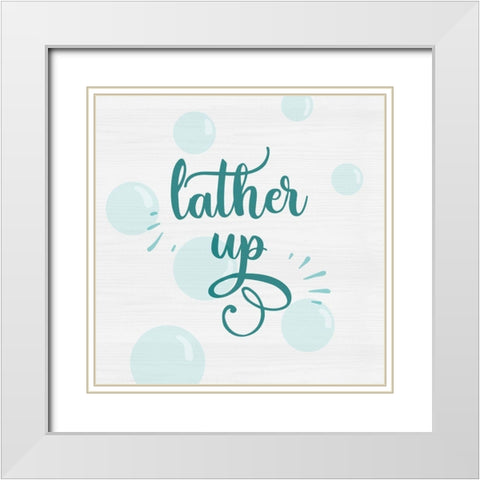 Lather Up White Modern Wood Framed Art Print with Double Matting by CAD Designs