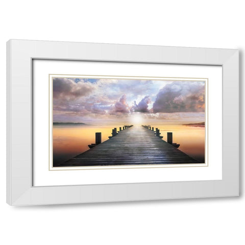 Blue Way White Modern Wood Framed Art Print with Double Matting by Calascibetta, Mike