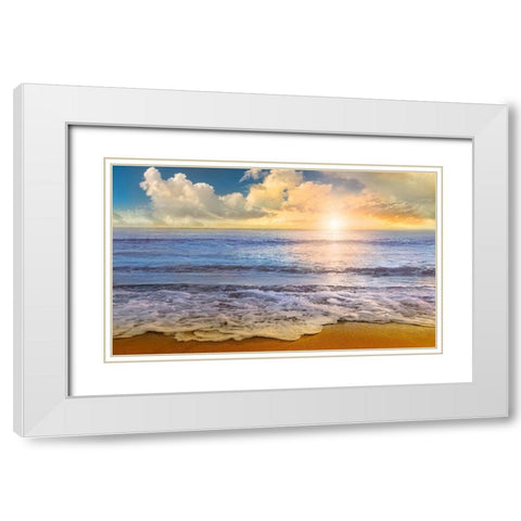 Mirade Beach White Modern Wood Framed Art Print with Double Matting by Calascibetta, Mike