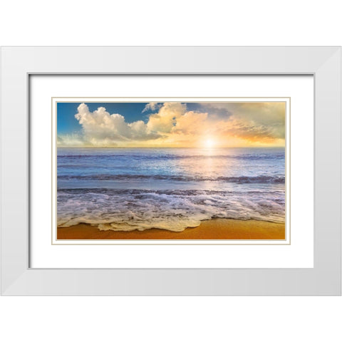 Mirade Beach White Modern Wood Framed Art Print with Double Matting by Calascibetta, Mike