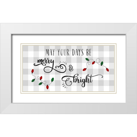 Buffalo Check Merry White Modern Wood Framed Art Print with Double Matting by CAD Designs