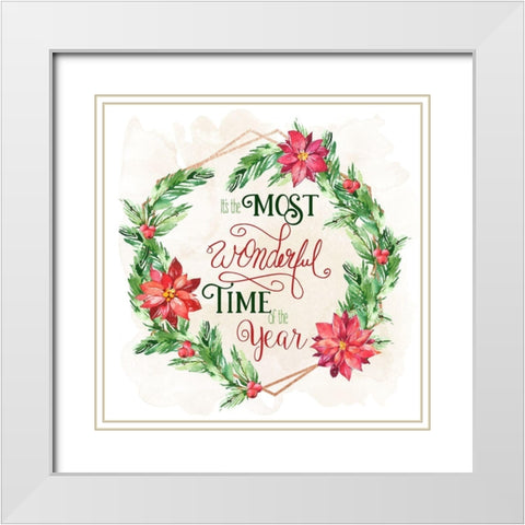 Most Wonderful Time White Modern Wood Framed Art Print with Double Matting by Santiago, Daniela