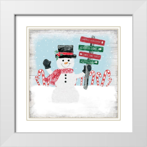 North Pole Snowman White Modern Wood Framed Art Print with Double Matting by Carpentieri, Natalie