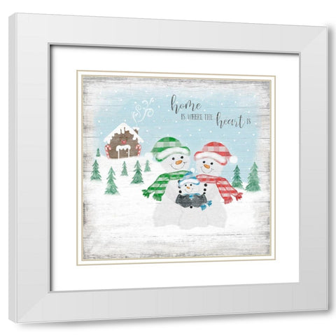 Snowman Family White Modern Wood Framed Art Print with Double Matting by Carpentieri, Natalie