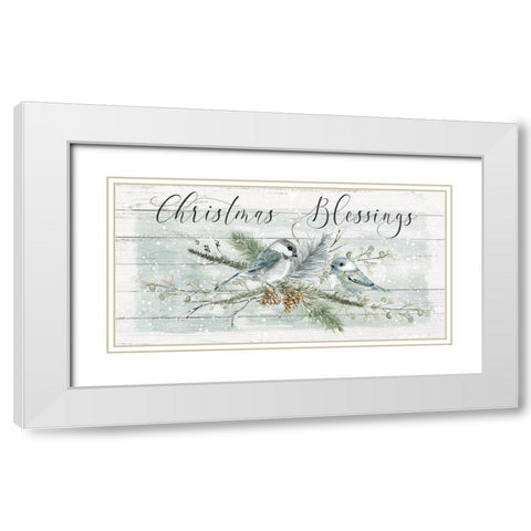 Christmas Blessings White Modern Wood Framed Art Print with Double Matting by Robinson, Carol