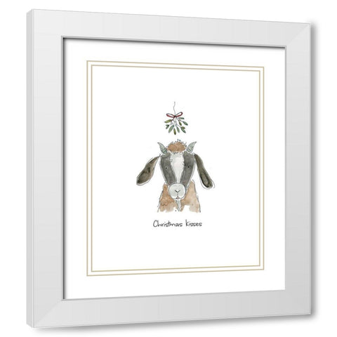Farm Christmas Goat White Modern Wood Framed Art Print with Double Matting by Robinson, Carol