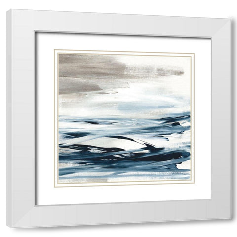Tumultuous Indigo II White Modern Wood Framed Art Print with Double Matting by Jill, Susan