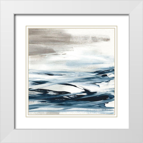 Tumultuous Indigo II White Modern Wood Framed Art Print with Double Matting by Jill, Susan