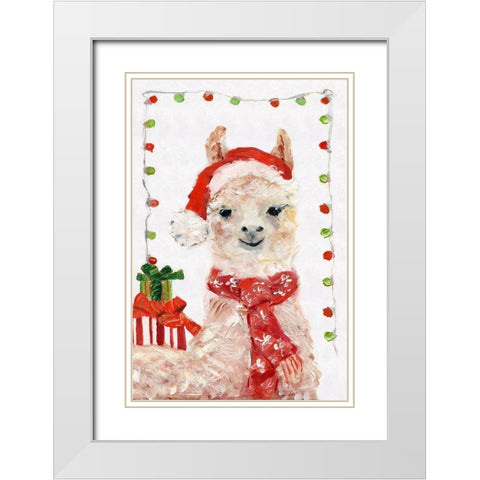 Holiday Llama I White Modern Wood Framed Art Print with Double Matting by Swatland, Sally