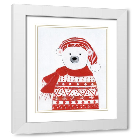 Holiday Polar Bear I White Modern Wood Framed Art Print with Double Matting by Swatland, Sally