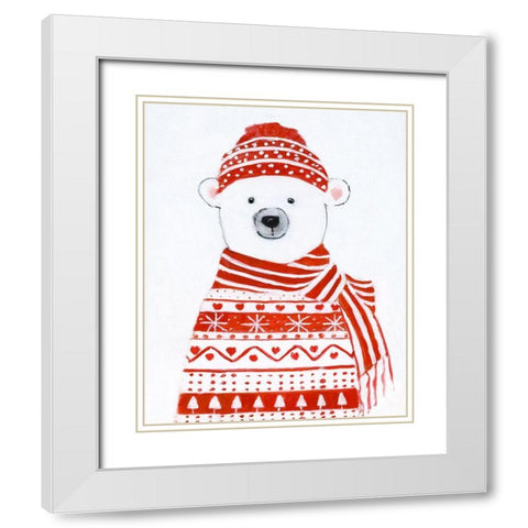 Holiday Polar Bear II White Modern Wood Framed Art Print with Double Matting by Swatland, Sally