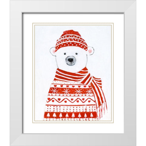 Holiday Polar Bear II White Modern Wood Framed Art Print with Double Matting by Swatland, Sally