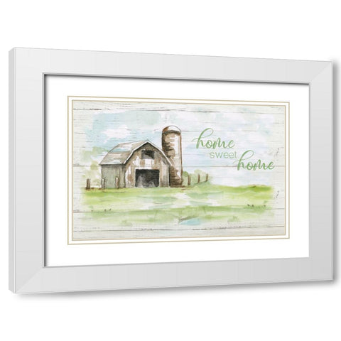 Home Sweet Home Barn White Modern Wood Framed Art Print with Double Matting by Nan