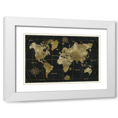 Golden World White Modern Wood Framed Art Print with Double Matting by Nan