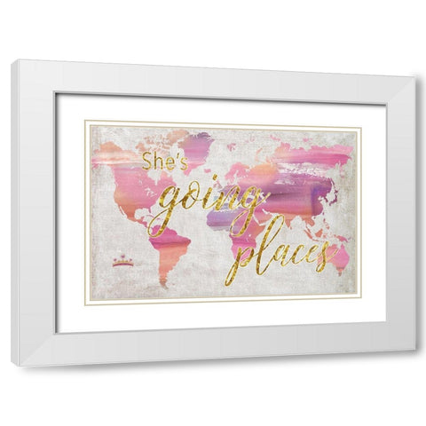 Shes Going Places White Modern Wood Framed Art Print with Double Matting by Nan