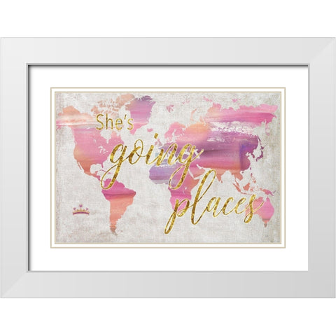 Shes Going Places White Modern Wood Framed Art Print with Double Matting by Nan