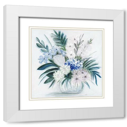 Blue Tropicana I White Modern Wood Framed Art Print with Double Matting by Dunlap, Marilyn