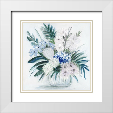 Blue Tropicana I White Modern Wood Framed Art Print with Double Matting by Dunlap, Marilyn