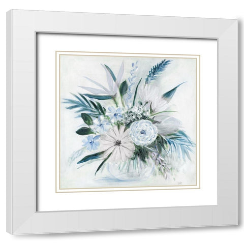 Blue Tropicana II White Modern Wood Framed Art Print with Double Matting by Dunlap, Marilyn