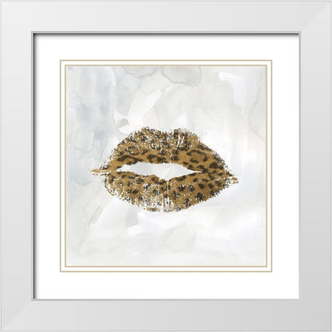 Leopard Kisses II White Modern Wood Framed Art Print with Double Matting by Robinson, Carol