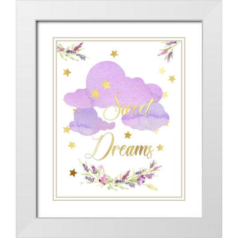 Sweet Dreams White Modern Wood Framed Art Print with Double Matting by Nan