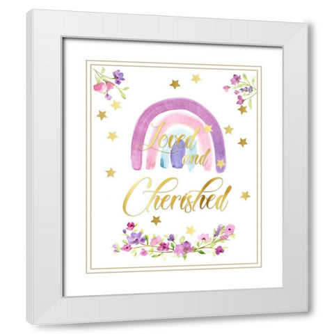 Love and Cherished White Modern Wood Framed Art Print with Double Matting by Nan