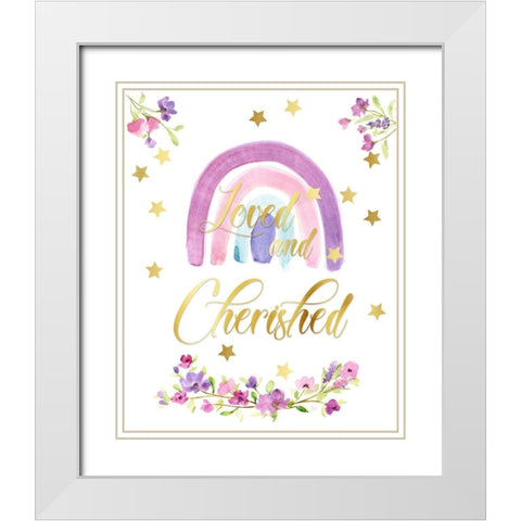 Love and Cherished White Modern Wood Framed Art Print with Double Matting by Nan