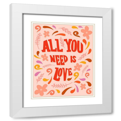 Retro Love White Modern Wood Framed Art Print with Double Matting by Carpentieri, Natalie