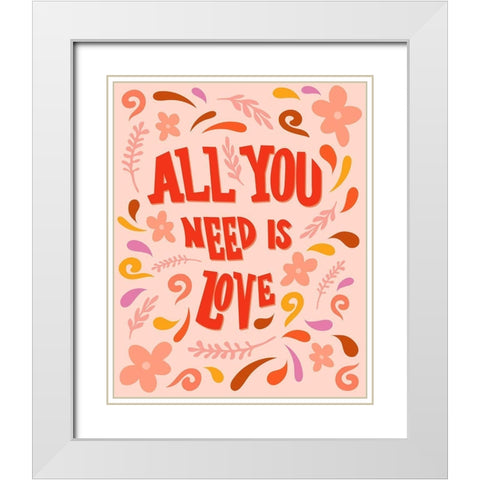 Retro Love White Modern Wood Framed Art Print with Double Matting by Carpentieri, Natalie