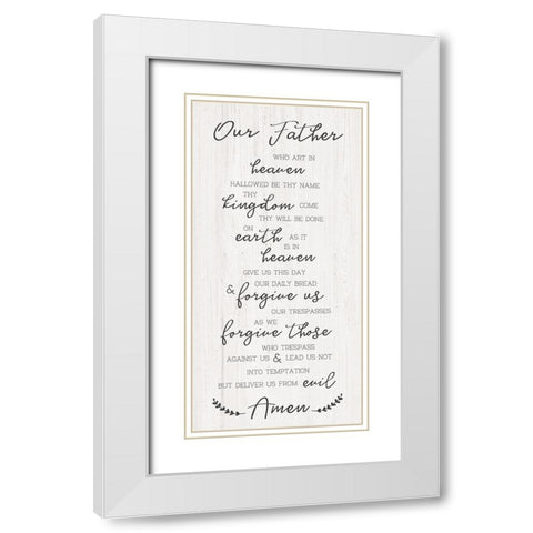 Our Father White Modern Wood Framed Art Print with Double Matting by CAD Designs