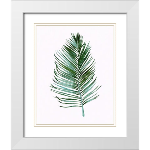 Sage Frond I White Modern Wood Framed Art Print with Double Matting by Tava Studios