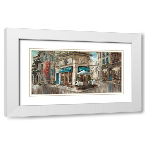 Corner Cafe White Modern Wood Framed Art Print with Double Matting by Nan