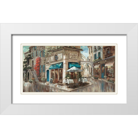 Corner Cafe White Modern Wood Framed Art Print with Double Matting by Nan
